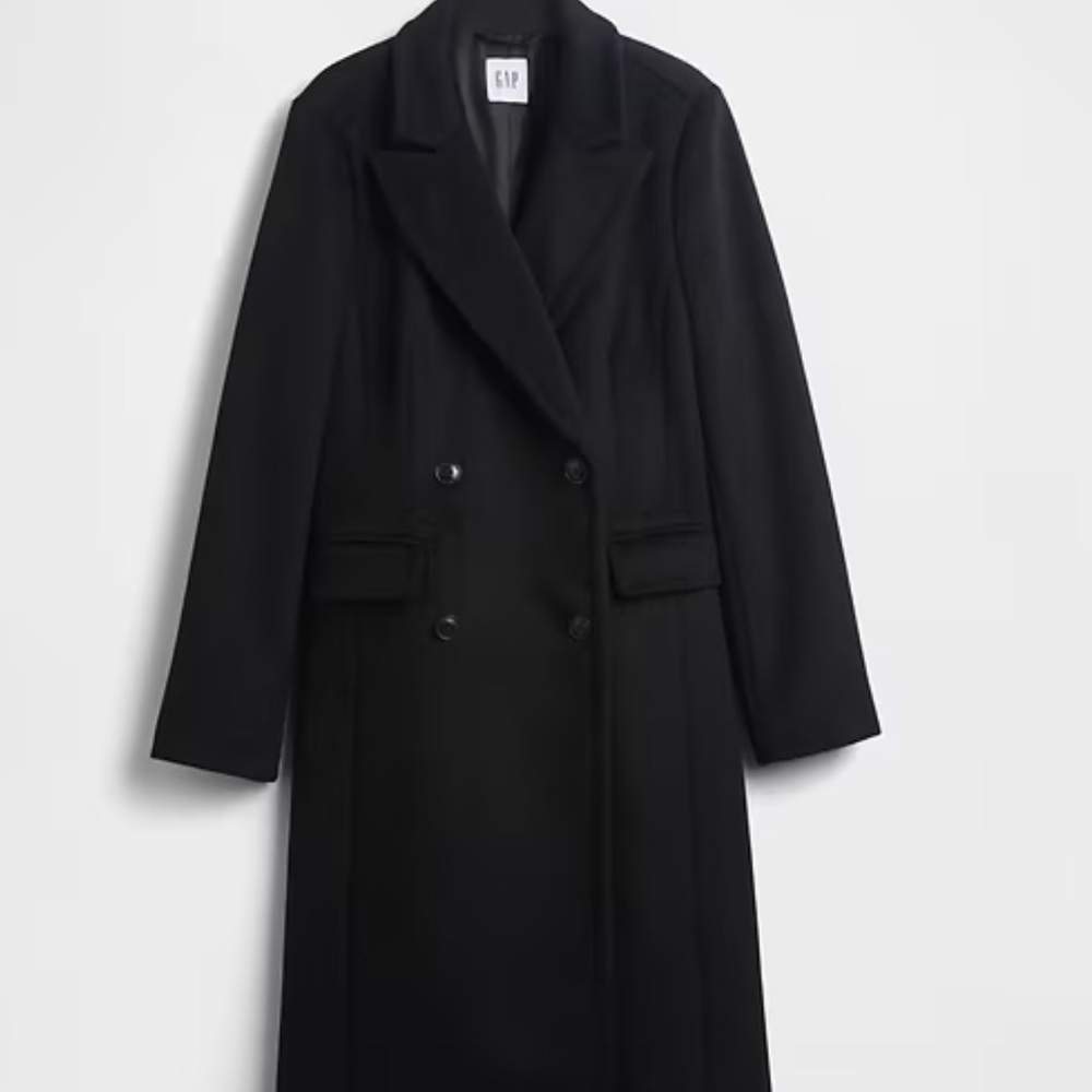 Gap Women Wool-Blend Chesterfield Coat Black Sz L - Picture 4 of 4